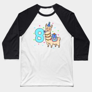 I am 8 with Lama - kids birthday 8 years old Baseball T-Shirt